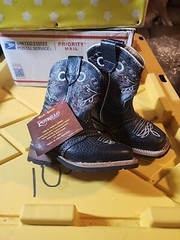New Potrillo Salvaje Little Boy’s Black Leather Slip on Western Cowboy Boots 8