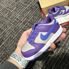 TODDLER NIKE DUNK LOW_COLLEGE GREY/PERSIAN VIOLET FB9107-007-SIZE 7C