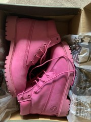 Timberland Premium Waterproof Pink Leather Lace Up Ankle Boots Kids 4.5