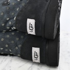 UGG Girls‘ Bailey Button Polka Dot Boots Sheepskin Suede Short Winter Kids Sz 4