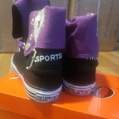 Collection’O Black Purple Canvas High Top Sneakers Kids Size 9 , 9c , 9k New
