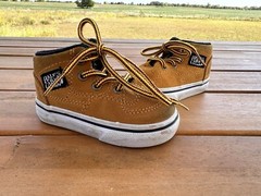 TODDLER Vans Skate Half Cab Brown Yellow Leather Toddler Size 4