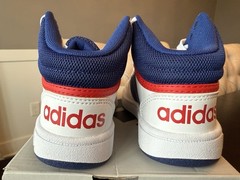 Size 10.5K Adidas Hoops Mid 3.0 K Cloud Wht/Victory Blue/Scarlet GZ9647