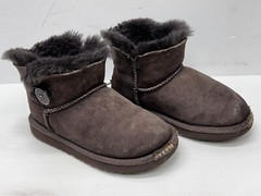 UGG Australia Brown Suede Mini Bailey Button Boots Toddlers 11