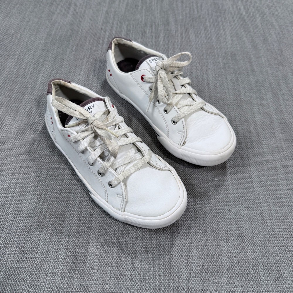 Sperry Kids Crest Vibe White Leather Low Top Sneakers STK262731 Size 1M