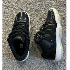 Jordan Air Jordan 11 Low Top Leather Lace-Up Sneakers Black/White Kids 5.5Y