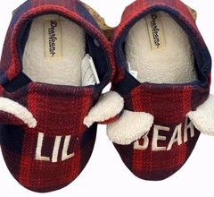 Dearfoams Lil Bear Memory Foam Plaid Sherpa Winter Slippers Toddler Sz 7-8 NWT