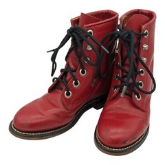 Justin Jr. Red Leather Roper Lace Up Boots Kids Size 7.5 Made In Mexico