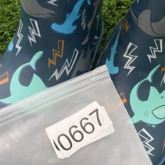 Members Mark Easy Pull-On Shark Rain Boots Wellies Kids 7/8 Blue Faux fur Lined