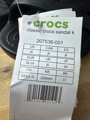 Crocs Classic Croslite 2 Strap Black 207536-BLK kid sandals Us J6 Uk J6 EUR 38-9