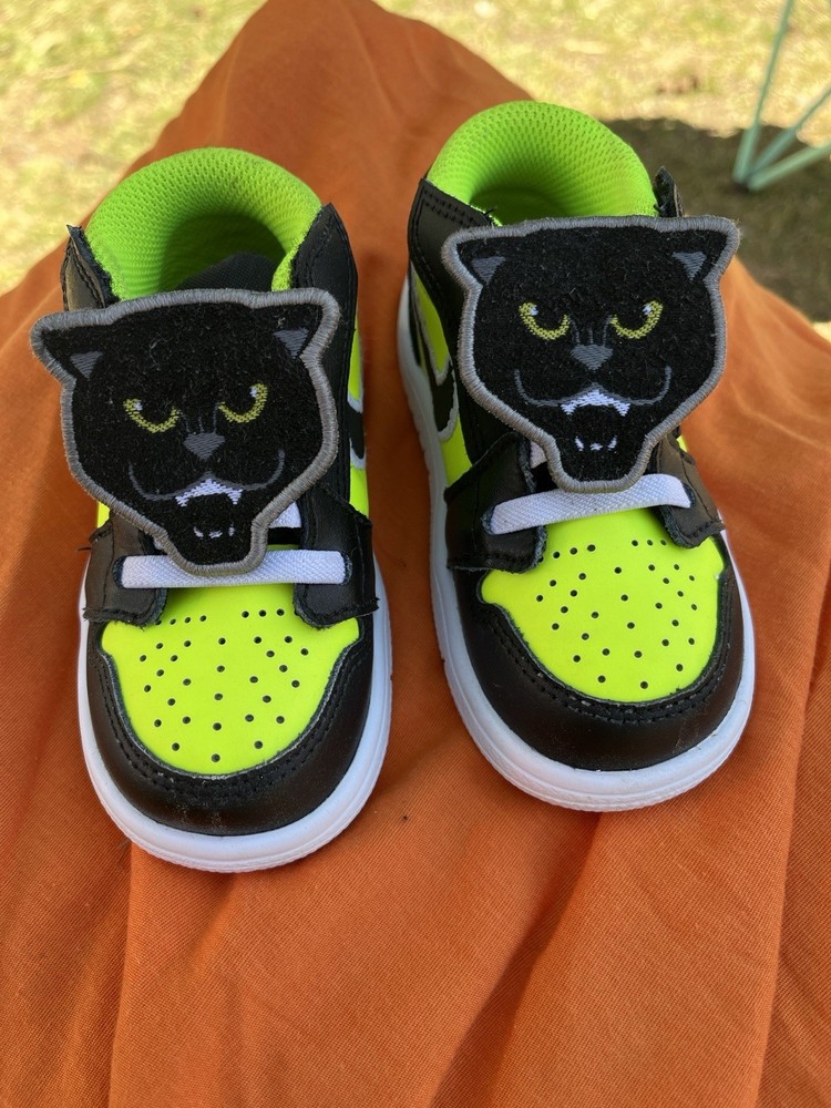 Jordan Air Jordan 1 Low Alt SE TD Black Neon Yellow Cat 7C Kids Sneakers