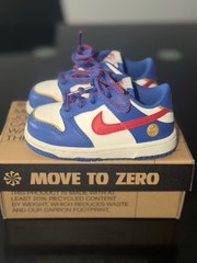 Nike Dunk Low TD Toddler 6C Blue/White/Red Leather Low Top Lace-Up