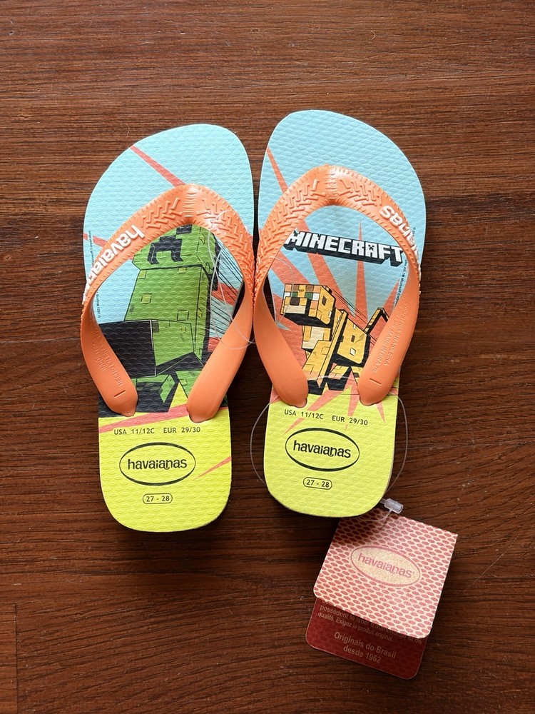 Havaianas Kids Top Minecraft Flip Flop Sandals NWT 11/12c