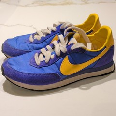 Nike Waffle Trainer 2 GS Blue/Yellow Suede Lace-Up Sneakers 5Y DC6477-402