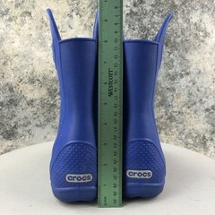 Crocs Kids Size J2 Handle It Blue Easy On Lightweight Pull On Rubber Rain Boots