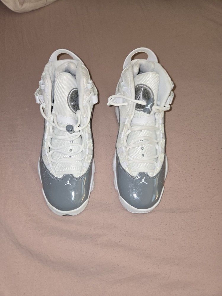 Jordan 6 Rings White/Gray Mid-Top Basketball Sneakers Kids US 7Y 323419-121