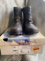MUDD GIRLS Size 4 Grey Motorcycle Style Ankle Boots MDRAMIGREY NEW IN BOX