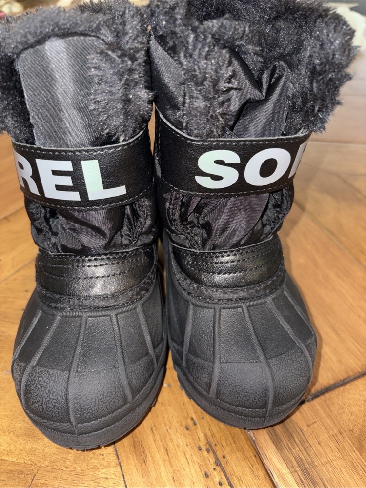 SOREL Snow Commander Winter Boots Black Little Kids Sz 9