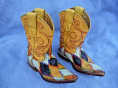 PATCHWORK LEATHER~KIDS COWBOY BOOTS~COLORFUL~WESTERN SQUARE TOE~HECHO EN MEXICO!