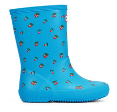 $75 Hunter Kids First Classic Rain Boot Blue & Cherry Print UK2/US3/EU34