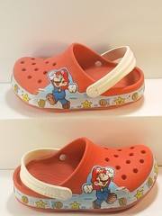 Crocs Fun Lab Super Mario Red Clogs Kids Size 1 J1 Nintendo Shoes Used READ