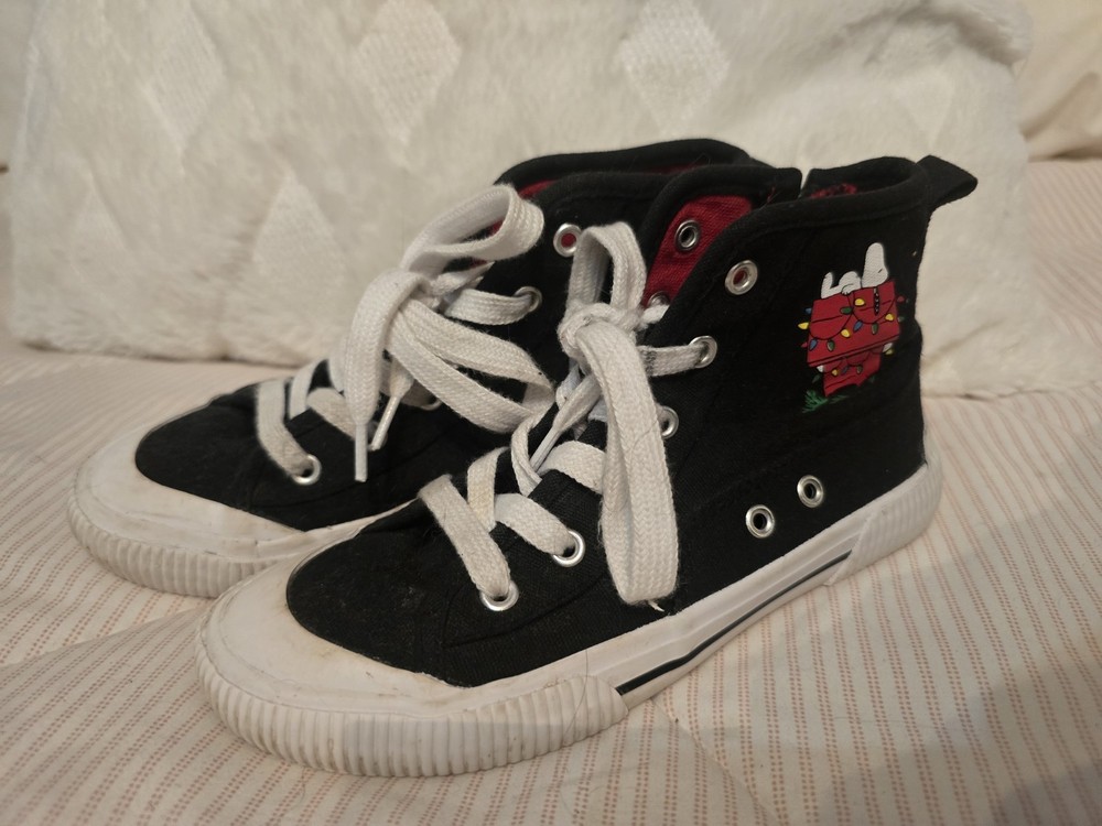 Black Canvas High Tops Kids 13 Peanuts Snoopy And Woodstock Zip