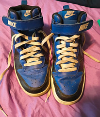 Nike Court Borough Mid 2 Mid Top Leather Sneakers Black/Blue/White 6.5Y