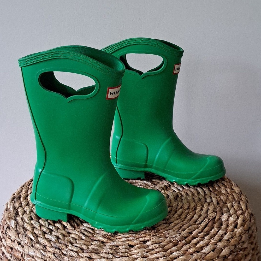 Hunter Youth Classic Grab Handle Wellington Rain/Outdoor Boots Green G1/B13