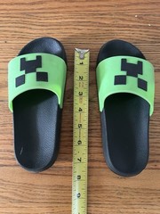 Minecraft Sandals C 10/11 Slide Flats Green Open Toe Casual Breathable Comfort