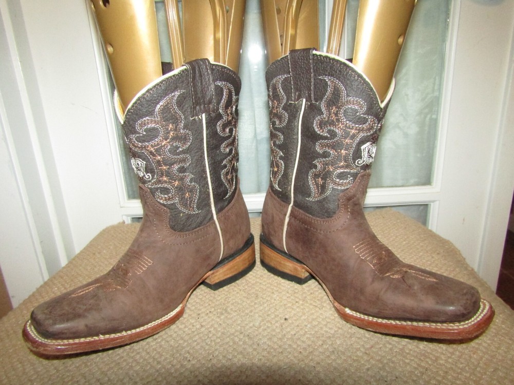 Unbranded Brown Square Toe Embroidered Boots Youth sz US 13.5 Mex 20.5