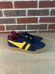 Gola Navy Suede Red Leather Wingflash Harrier Lace Up Retro Sneakers, size 32 2