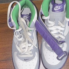 Nike Air Force 1 Mid Top Leather Sneakers US 3Y EU 35 Purple 314196-100