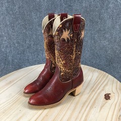Dingo Boots Children 13.5 Narrow Western Cowboy Burgundy Pull On Mid-Calf Block
