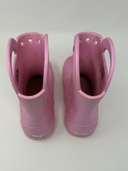 Crocs Handle It Rain Boots Pink Size J2 Kids Youth Girls Waterproof Pull-On