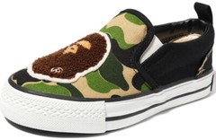 A BATHING APE BAPE Green ABC Camo Ape Head Slip On Kid Shoe US sz 1 PS 20cm $165