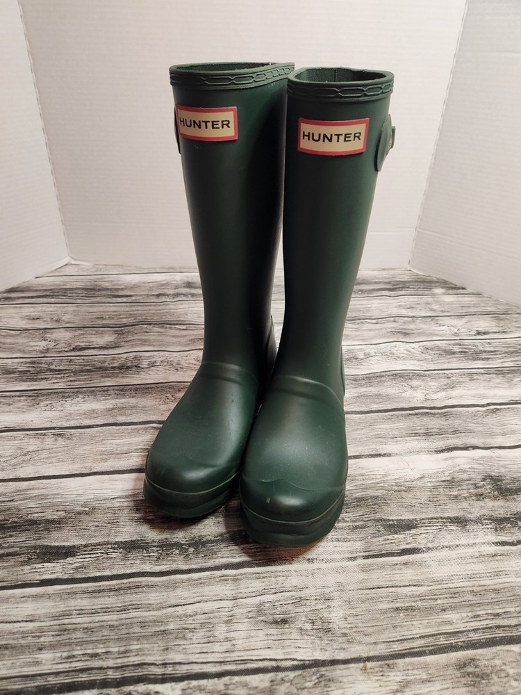 Hunter Original Tall Kids Size 2 Boy/3 Girl Waterproof Rain Boots Forest Green