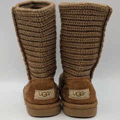 UGG Australia Classic Cardy Knit Boots Chestnut Brown Kids Size 10 Winter