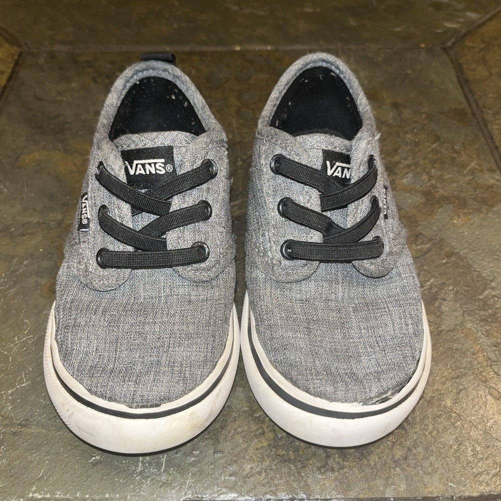 Vans Toddler Shoes Size 8 Gray Chambray Canvas Low Top Lace Up Sneakers