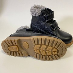 Black Leather Kids Orthopedic Boots Warm Fleece Lining Size EU 26 US 9.5