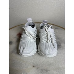 SIGUJK Kids White Knit Athletic Sneakers Chunky Lug Sole Trainers Leopard Heel