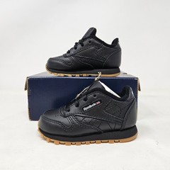 Reebok Classic Leather ‚Black Gum‘ Comfy Athletic Shoes / V69625 / Infant Size 6