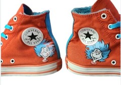 Converse Dr Seuss Cat in the Hat Thing 1 & 2 High Top Red/Blue Kids 4 Eur 36