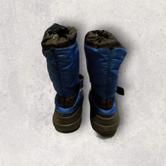 Sorel Kids Duck Boots Blue Black Yellow Felt Lined Waterproof Winter Sz 4 Youth
