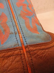 Twisted X YHY0001 Brown Blue Leather Neon Stitching Cowboy Boot Youth Size 3.5 M