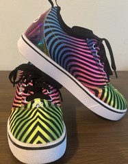 Heelys Pro 20 Zebra Print Skate Shoes Black Rainbow Youth 6 Women’s 7 No Wheels