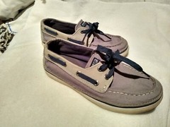 Sperry Top-Sider CRUZ – size 1M / 32.5 EUR – Grey leather trim, light blue canva