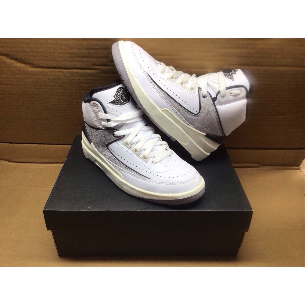 Nike Air Jordan 2 Retro Python White Gray Red 5Y Womens 6.5 NM