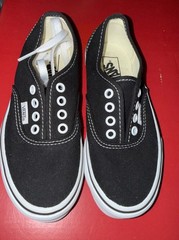 VANS CLASSIC AUTHENTIC CANVAS BLACK/WHITE CASUAL SHOE LITTLE KIDS SNEAKER Sz 13