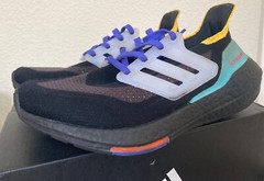ADIDAS ULTRABOOST 21 Black Pulse Aqua Running Shoes Big Kids Size 4.5
