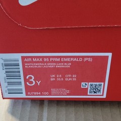 Nike Air Max 95 PRM Emerald PS Kids Sneakers White/Blue/Green 3Y IU7894-100
